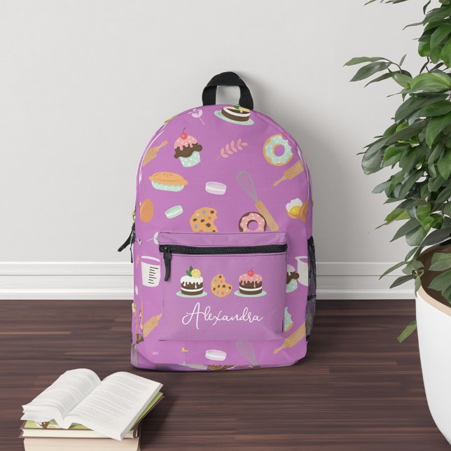 Maßgeschneidertes Muster für die süße Bäckerei Bedruckter Rucksack (Sweet Bakery Illustration Pattern Custom Printed Backpack)