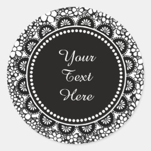 Maßgeschneidertes Muster für Schwarz-Weiß-Blume Runder Aufkleber