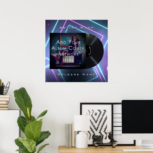 Maßgeschneidertes Neon Lights Vinyl Record Poster (Heimbüro)