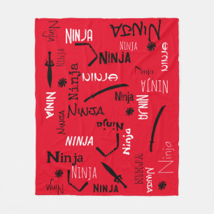Maßgeschneidertes Ninja Red Schwarz-weiß Katana Mu Fleecedecke