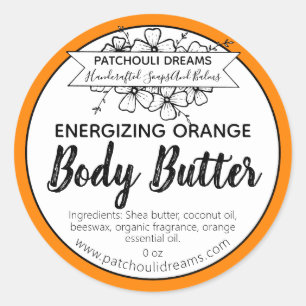Maßgeschneidertes Orange Body Butter Label handgef Runder Aufkleber