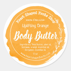 Maßgeschneidertes Orange Body Butter Label handgef Runder Aufkleber
