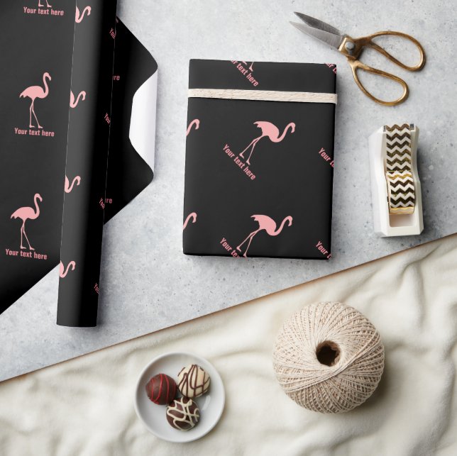 Maßgeschneidertes Papier aus schwarz-rosa Flamingo Geschenkpapier (Kunsthandwerk)