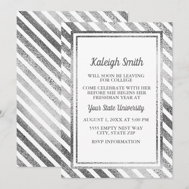 Maßgeschneidertes Party mit weißer Uni für Silbers Einladung (Vorne/Hinten)