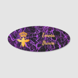 Maßgeschneidertes QUEEN BEE Gold Lila Abzeichen Bu Namensschild