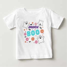 Maßgeschneidertes Retro-BootHalloween-Blumendesign Baby T-shirt