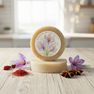 Maßgeschneidertes Safran Seife Aquarell Blumengesc Runder Aufkleber