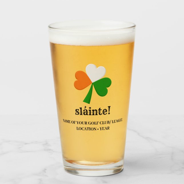 Maßgeschneidertes St. Patrick's Day Slainté Biergl Glas (Vorne (Gefüllt))