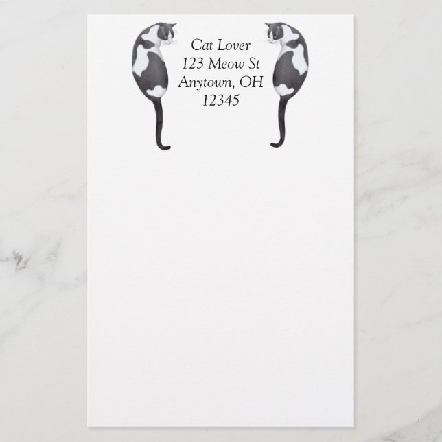 Maßgeschneidertes Tuxedo Cats Stationery Briefpapier (Vorderseite)