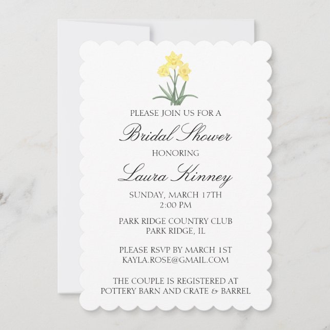 Maßgeschneidertes Wasserfarbendodil Einladung (Vorderseite)