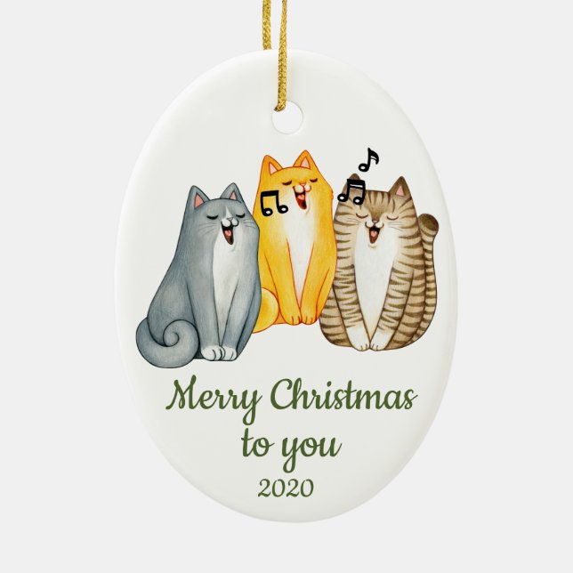 Maßgeschneidertes Weihnachtslied Katzen Süße Tier Keramik Ornament (Hinten)