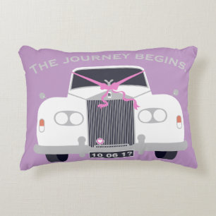 Maßgeschneidertes weißes Hochzeitlimousine-Datum Dekokissen