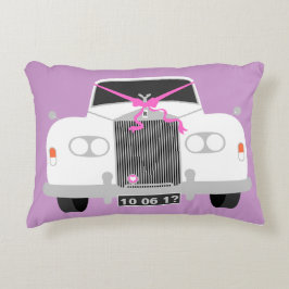 Maßgeschneidertes weißes Hochzeitlimousine-Datum Zierkissen