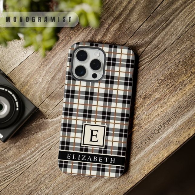 Maßgeschneidertes Weißes Schwarzes Grau iPhone Hülle (Customizable White Black Grey Red Checkered iPhone Case)