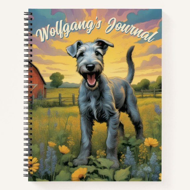 Maßgeschneidertes Whimsical Wolfhound Farm Journal Notizbuch (Vorderseite)