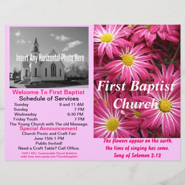 Maßgeschneidertes wöchentliches Kirchenbulletin (n (Vorderseite)