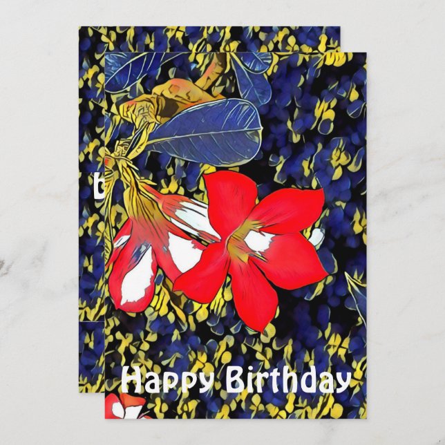 Maßgeschneidertes Zitat Blumenfarben Rotes Adenium (Vorne/Hinten)