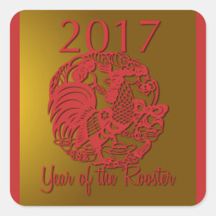 Maßgeschneidertes Zodiac 2017 Jahr des Rooster S Quadratischer Aufkleber