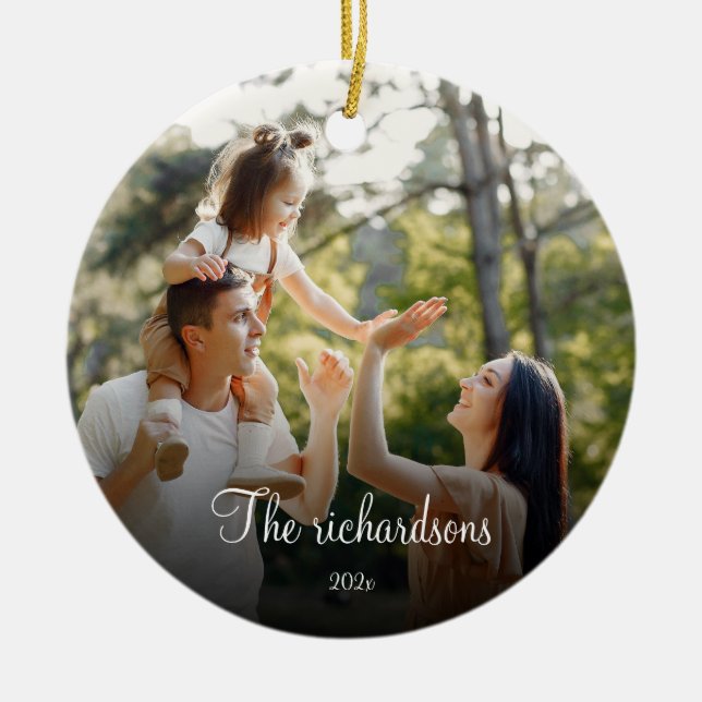 Maßgeschneidertes zweiseitiges Foto Weihnachtsfest Keramik Ornament (Vorne)