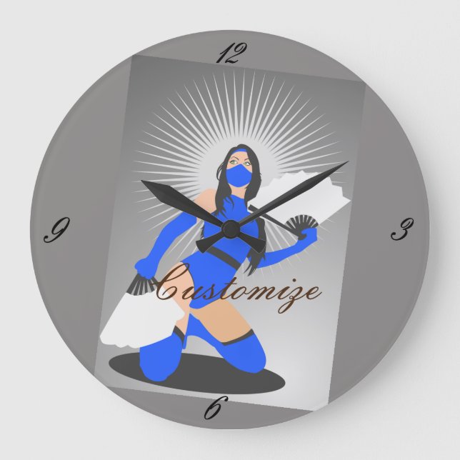 Massierte Kriegerprinzessin Thunder_Cove Große Wanduhr (Vorderseite)