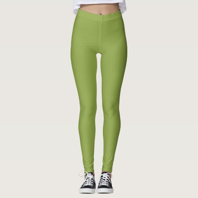 Mäßige Limettengrün, Solid-Farbe Leggings (Vorderseite)