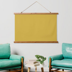 Massiv Senf Gelb 36"x26" Horizontal Wandteppich Mit Holzrahmen
