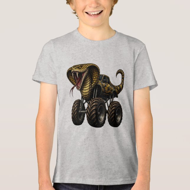 Massive King Cobra Monster Truck Tri-Blend Shirt (Vorderseite)