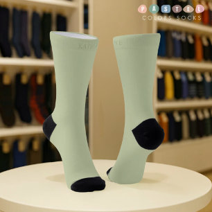 Massive weiches Licht Pastell-Sage-Moos-Grün Farbe Socken