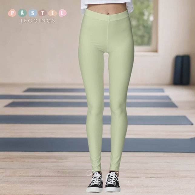 Massive weiches Licht Pastell-Sage-Moos-Grün-Ton Leggings (Solid Soft Light Pastel Sage Moss Green Color Leggings
)