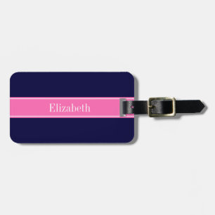 Massives Navy Blau Hot Pink #2 Band Namensmonogram Gepäckanhänger