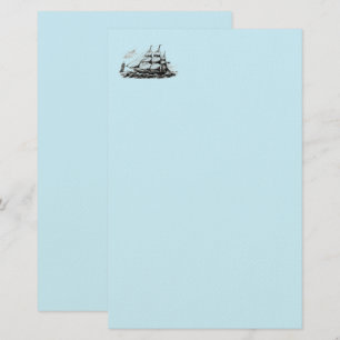 Masted Ship Blue Stationery Briefpapier