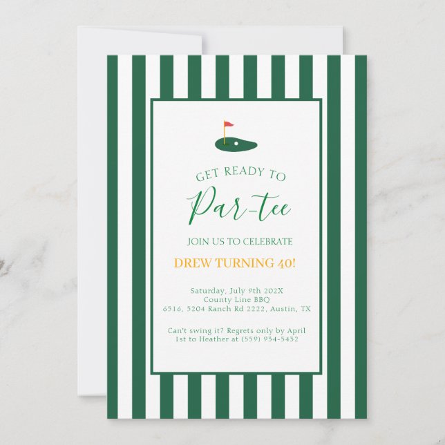 Master 40th Birthday Adult Green Birthday Einladung (Vorderseite)