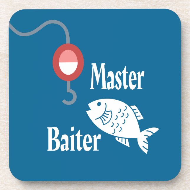Master Baiter Fishing Funny Novelty Fish Joke Getränkeuntersetzer (Vorderseite)