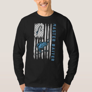 Master Baiter US American Flag Bass Fishing Vater T-Shirt
