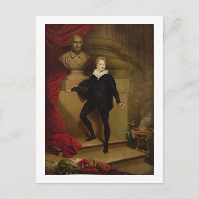 Master Betty als Hamlet vor einer Büste Shakespear Postkarte (Vorderseite)