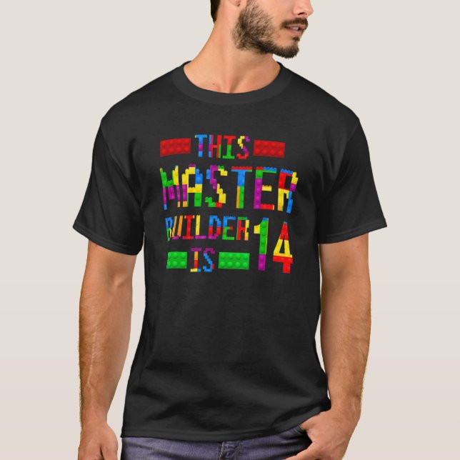Master Builder 14 Years Old Geboren 2008 Vierzehnt T-Shirt (Vorderseite)