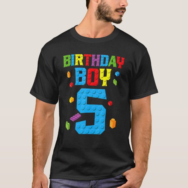 Master Builder 5th Birthday Boy 5 Five Year Buildi T-Shirt (Vorderseite)