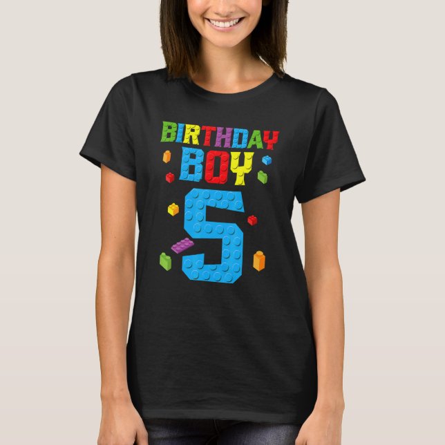 Master Builder 5th Birthday Boy 5 Five Year Buildi T-Shirt (Vorderseite)