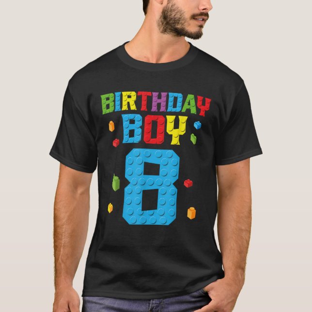 Master Builder 8th Birthday Boy 8 Eight Year Build T-Shirt (Vorderseite)