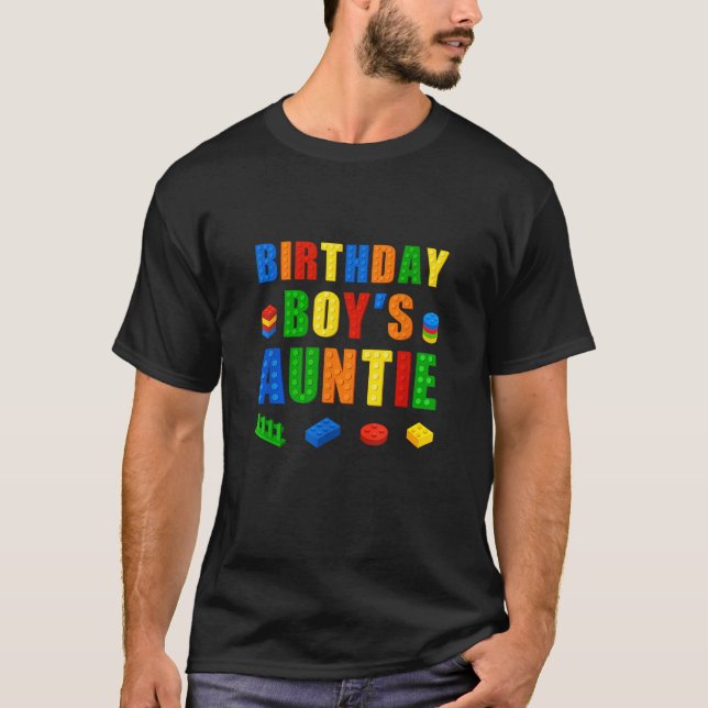 Master Builder Auntie Birthday Boy Gebäude Bricks T-Shirt (Vorderseite)