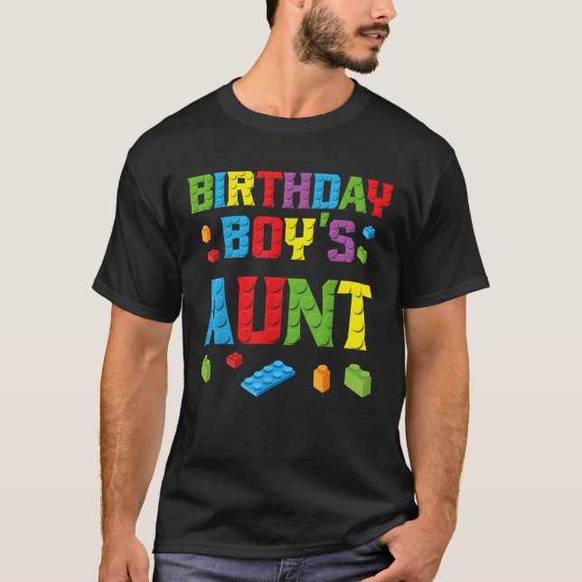 Master Builder Birthday Boy s Aunt Building Bricks T-Shirt (Vorderseite)