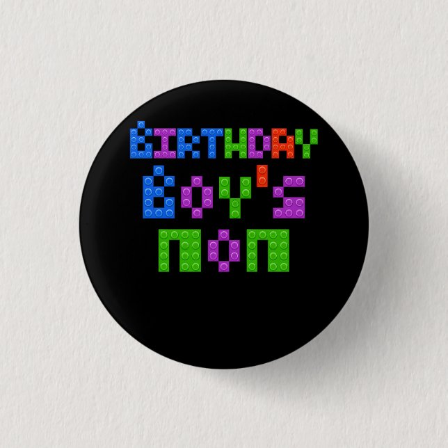 Master Builder Birthday Boy's Mama Gebäude Bricks Button (Vorderseite)