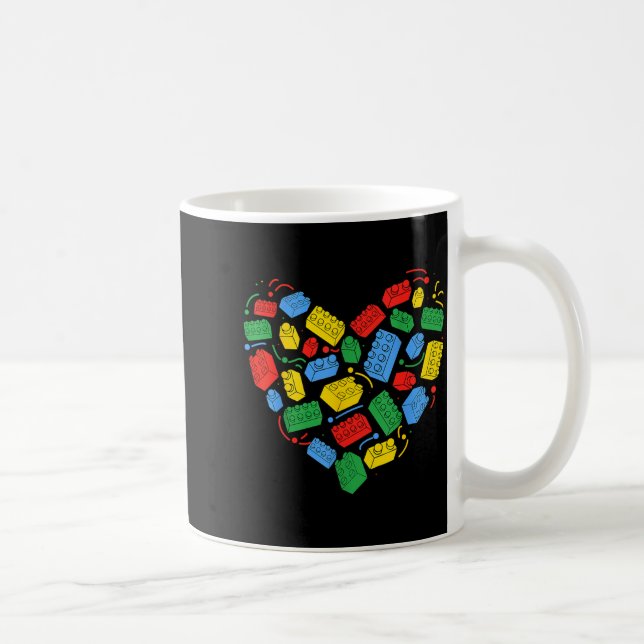 Master Builder Block Brick Building Heart Valentin Kaffeetasse (Rechts)