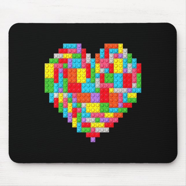 Master Builder Block Brick Building Heart Valentin Mousepad (Vorne)