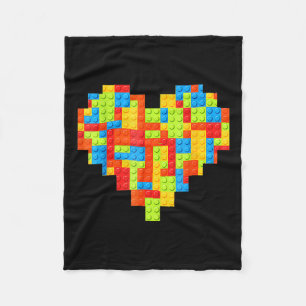 Master Builder Block Brick Gebäude Herz Fleecedecke