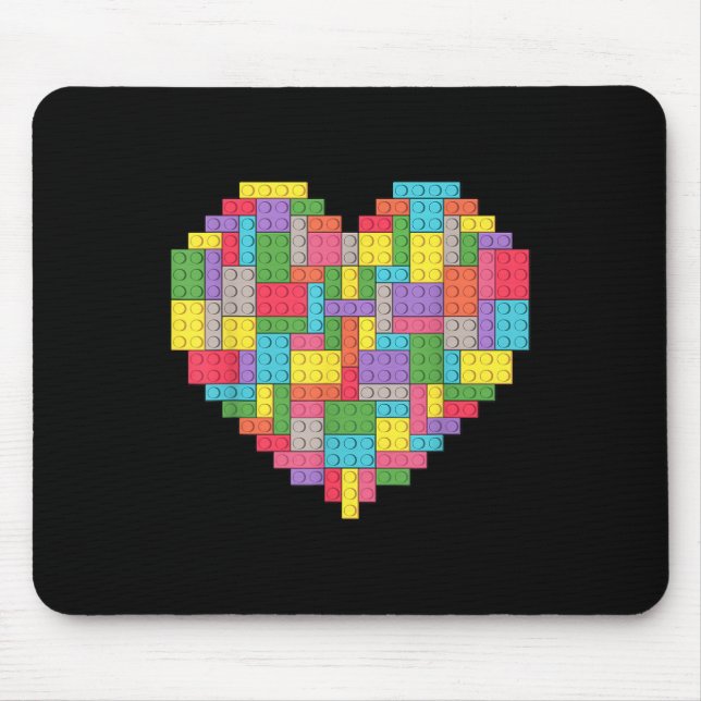 Master Builder Block Brick Gebäude Herz Mousepad (Vorne)