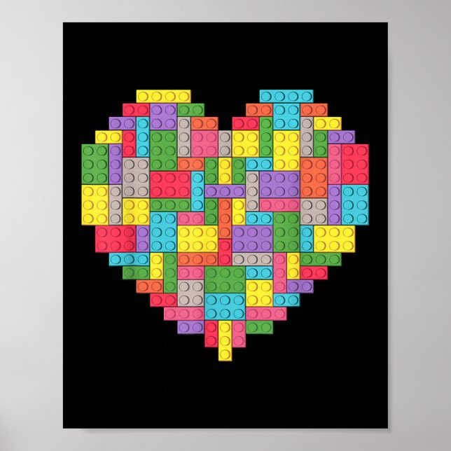 Master Builder Block Brick Gebäude Herz Poster (Vorne)