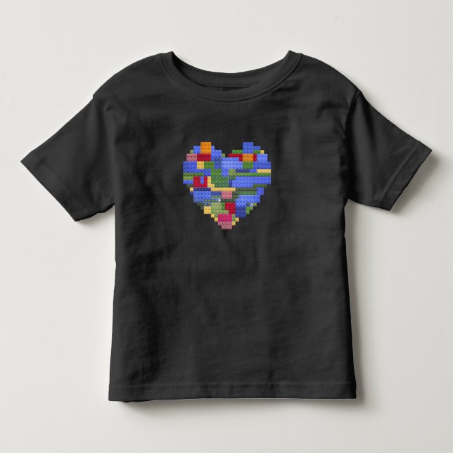 Master Builder Block Brick Gebäude Herz Valentin Kleinkind T-shirt (Vorderseite)