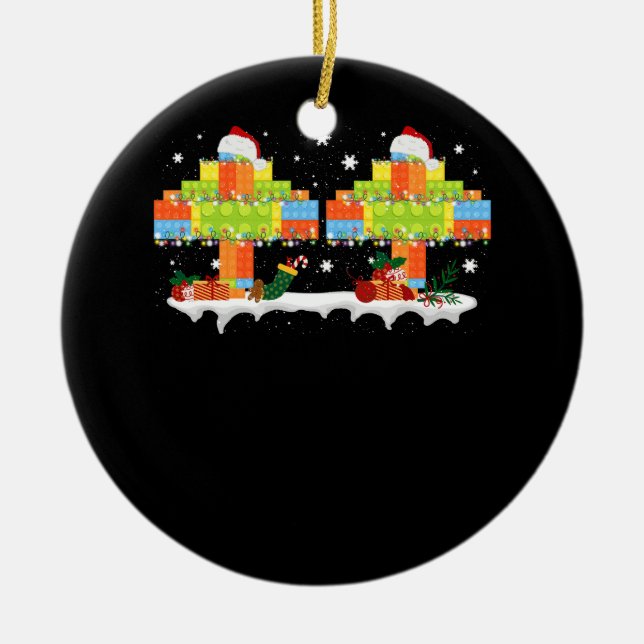 Master Builder Block Brick Gebäude Tree Weihnachte Keramik Ornament (Vorne)