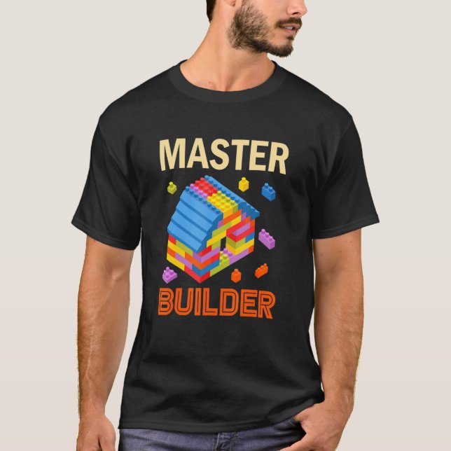 Master Builder Bricks Boys Gebäude Blocks T-Shirt (Vorderseite)